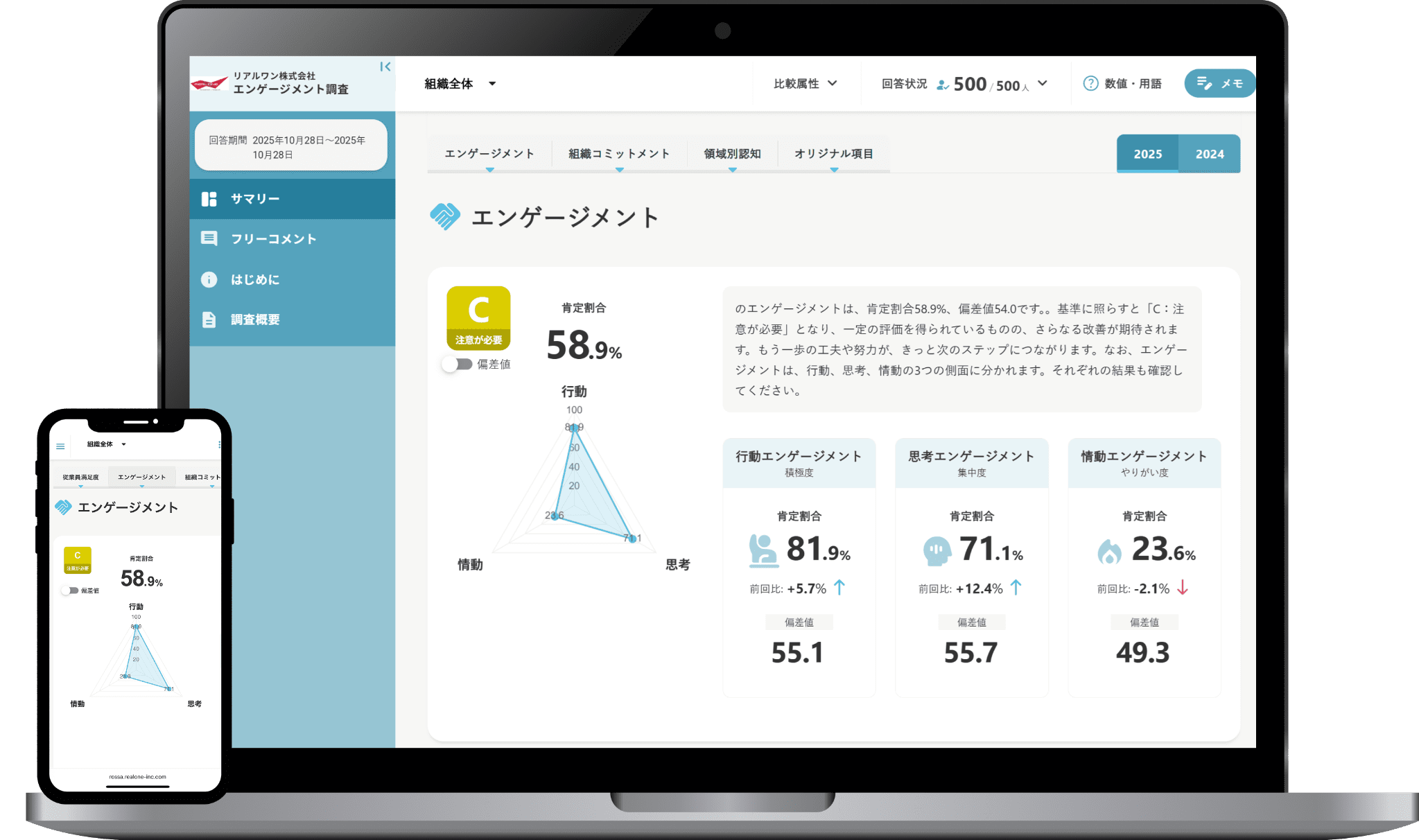 PC内のエンゲージメント調査画面